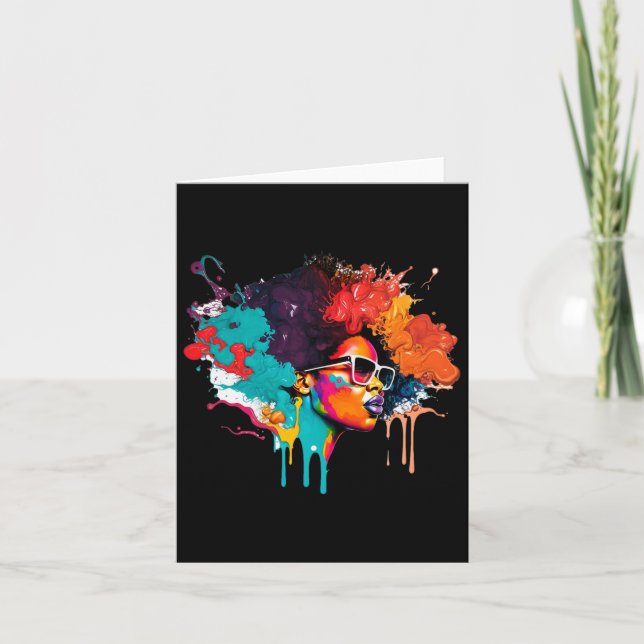 Black Queen Afro Melanin Dripping Art Lover Americ Card (Front)