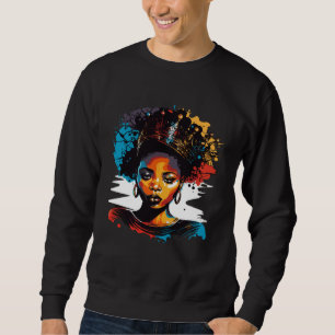 Black Queen Afro Melanin Dripping Black History Mo Sweatshirt