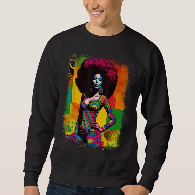 Black Queen Afro Melanin Dripping Juneteenth 55 Sweatshirt (Front)