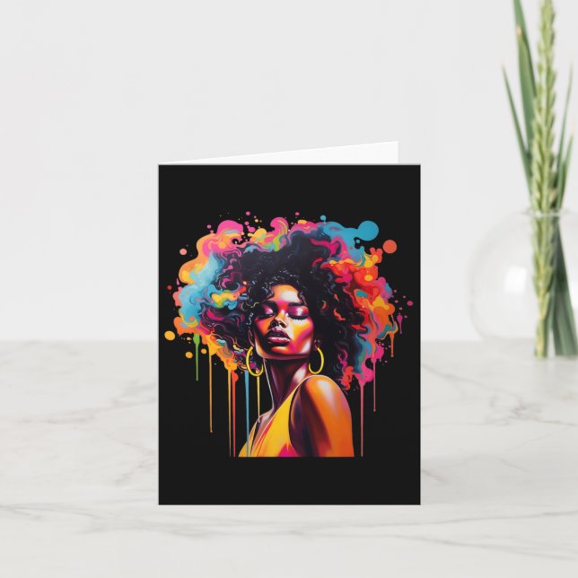 Black Queen Afro Melanin Dripping Juneteenth Afric Card (Front)