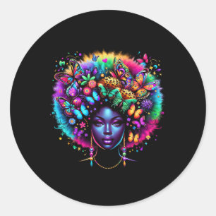 Black Queen Afro Melanin Juneteenth Leopard Butter Classic Round Sticker