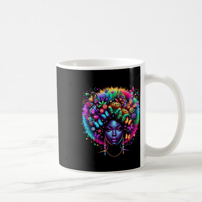 Black Queen Afro Melanin Juneteenth Leopard Butter Coffee Mug (Right)