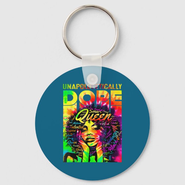 Black Queen Afro Unapologetically Melanin Key Ring (Front)