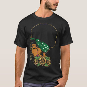 Black Queen Afro Woman Black Pride Black History M T-Shirt
