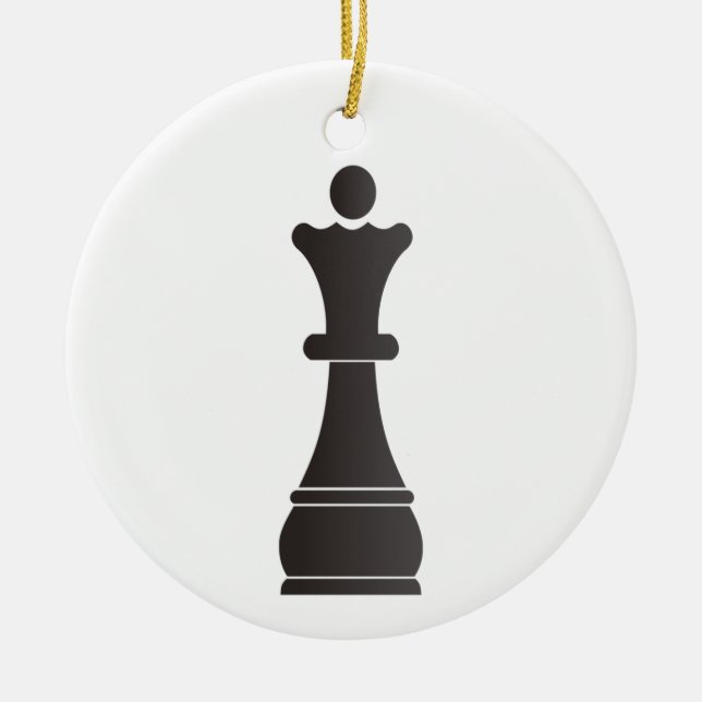 Black queen chess piece ceramic tree decoration (Front)