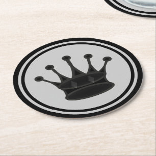 Black Queen Chess Round Paper Coaster