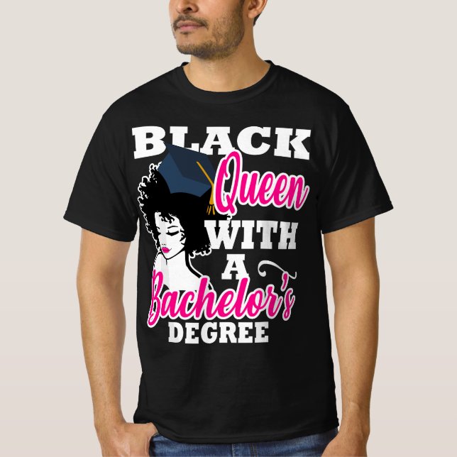 Black Queen College Graduation Bachelors Degree Af T-Shirt (Front)