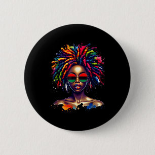 Black Queen Dripng Afro Melanin Black History Mont 6 Cm Round Badge
