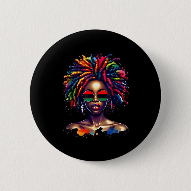 Black Queen Dripng Afro Melanin Black History Mont 6 Cm Round Badge (Front)