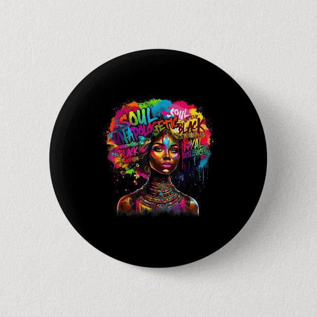 Black Queen Dripng Afro Melanin Black History Mont 6 Cm Round Badge (Front)