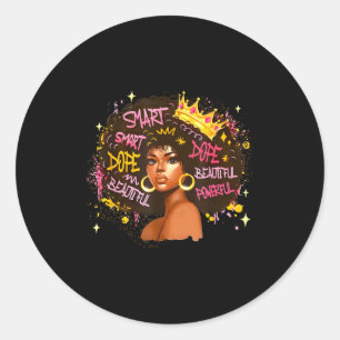 Black Queen Dripng Afro Melanin Black History Mont Classic Round Sticker