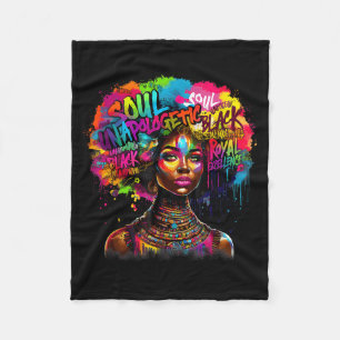 Black Queen Dripng Afro Melanin Black History Mont Fleece Blanket