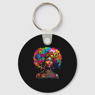 Black Queen Dripng Afro Melanin Black History Mont Key Ring