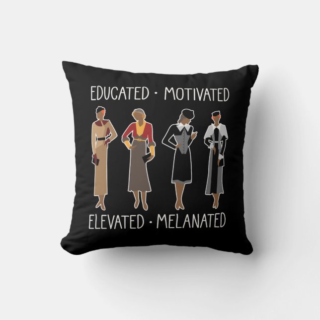 Black Queen Educated Motivated African American Cushion (Front)