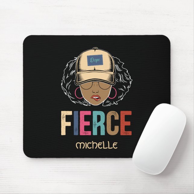 Black Queen | Fierce | Black Woman Mouse Pad (With Mouse)