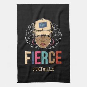 Black Queen Fierce Black Woman Tea Towel