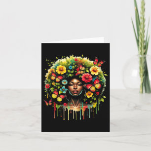 Black Queen Girl Afro Melanin Dripping Juneteenth Card