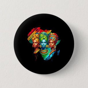 Black Queen Heritage Art African Map Black History 6 Cm Round Badge