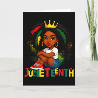 Black Queen Juneteenth 1865 African Flag Hair Wome Card