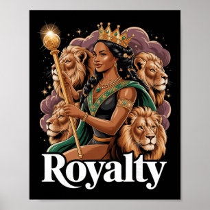 Black Queen Juneteenth History Pride Lion Royalty Poster