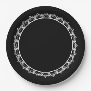 Black Queen Lace Boarder Paper Plate