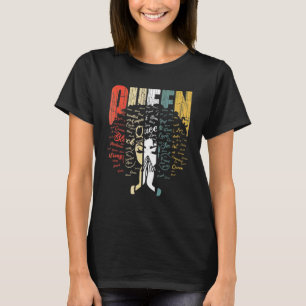Black Queen Lady Curly Natural Afro African Black  T-Shirt