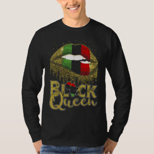 Black Queen Lips  Red Green African American Flag T-Shirt
