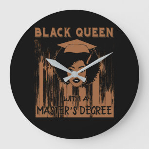 Black Queen Masters Degree Best Graduation Gifts Large Clock