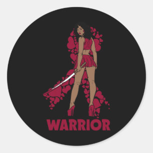 Black Queen Melanin Burgundy Ribbon Sickle Cell Aw Classic Round Sticker