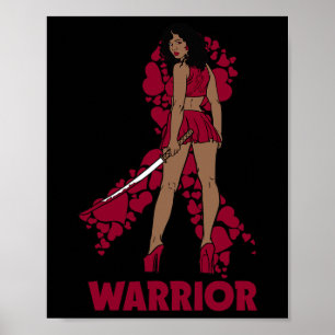 Black Queen Melanin Burgundy Ribbon Sickle Cell Aw Poster