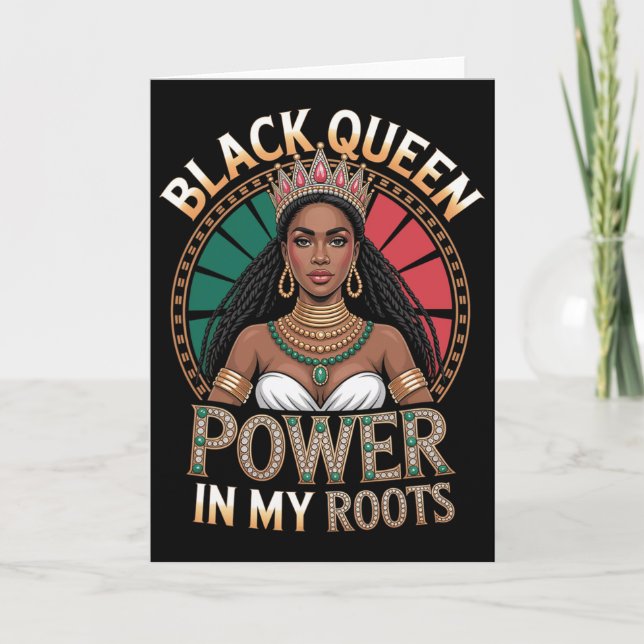 Black Queen Melanin History Juneteenth Pride Black Card (Front)