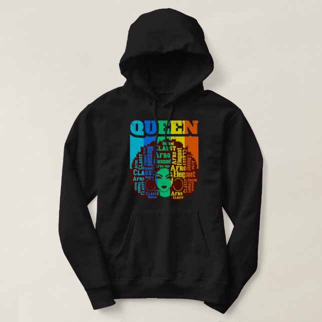 Black Queen Melanin Magic Sista Woman Queens Brown Hoodie (Design Front)