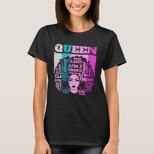 Black Queen Melanin Magic Sista Woman Queens Brown T-Shirt (Front)