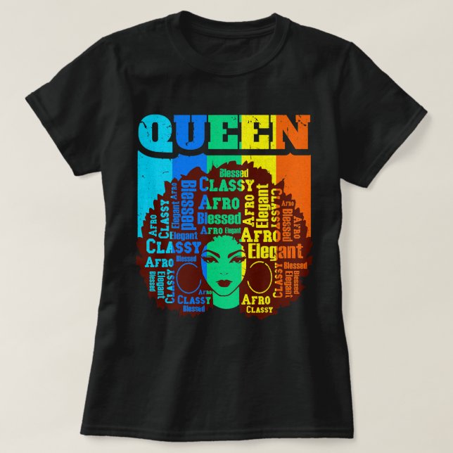 Black Queen Melanin Magic Sista Woman Queens Brown T-Shirt (Design Front)
