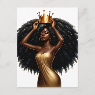Black queen melanin Sista African American beautif Holiday Postcard