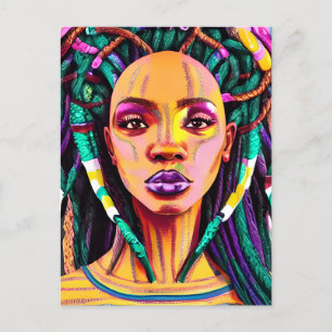 Black queen melanin Sista African American woman Holiday Postcard