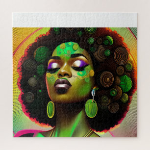 Black queen melanin Sista African American woman Jigsaw Puzzle