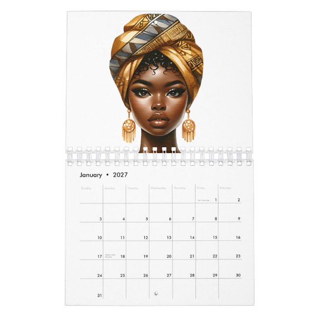 Black queen melanin sista brown skin girls  calendar (Jan 2027)