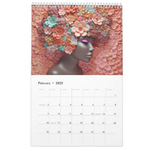 Black queen melanin sista flower curly afro women calendar
