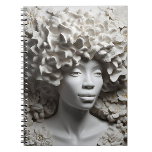 Black queen melanin sista flower curly afro women notebook
