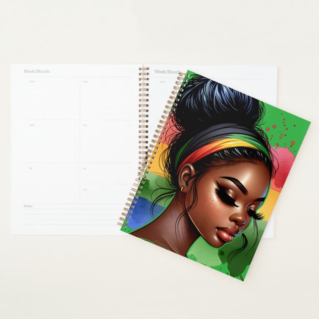 Black queen melanin sista magic brown skin girls planner (Display)
