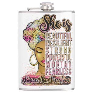 Black Queen Melanin Woman Brown Skin Sista Magic Hip Flask