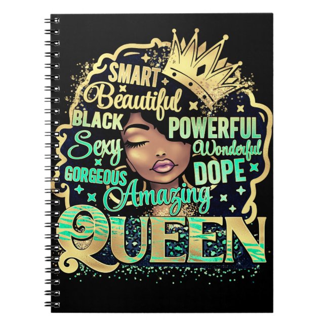 Black Queen Melanin Woman Sista Love Notebook (Front)