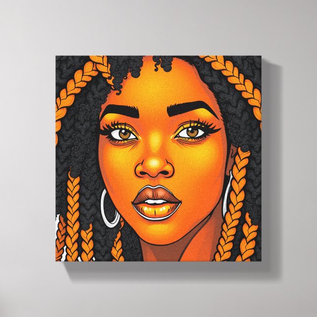 Black Queen Melanin Women Sista Orange Queens Canvas Print (Front)