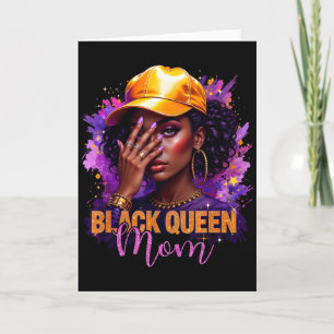 Black queen mom happy mothers day afro african card