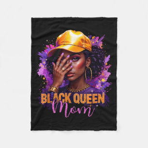 Black queen mom happy mothers day afro african fleece blanket