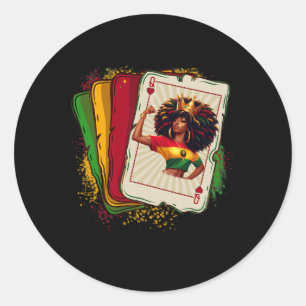 Black Queen Of Hearts Card Deck Game Proud Black H Classic Round Sticker