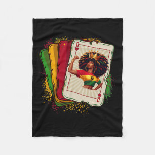 Black Queen Of Hearts Card Deck Game Proud Black H Fleece Blanket