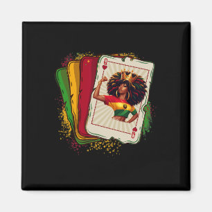 Black Queen Of Hearts Card Deck Game Proud Black H Magnet