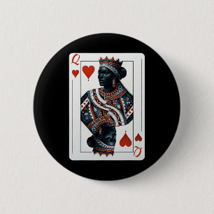Black Queen Of Hearts Card Deck Game Proud Black W 6 Cm Round Badge